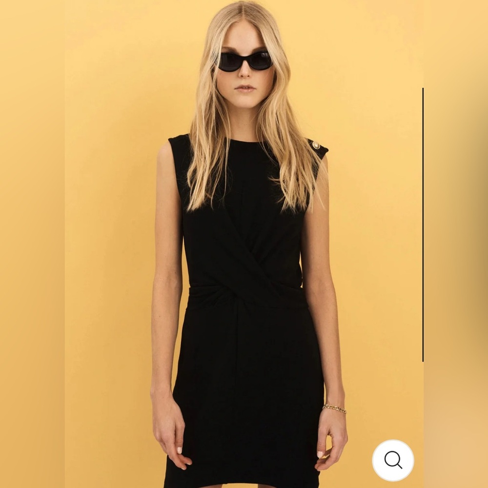 10 Crosby Derek Lam Black Mini Dress with Gold Buttons